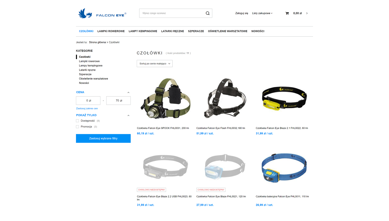 Karta kategorii Falconeye.pl